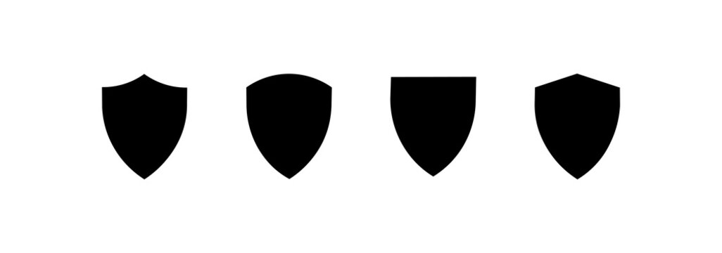 Security shield icon set. Icons representing security shields, privacy protection, shield emblems, and security assurance.