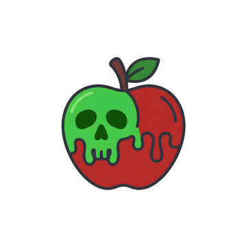 Poison apple icon featuring a spooky melting skull design, perfect for Halloween themes and creative graphic design projects