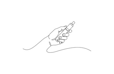 Obraz premium Minimalist Line Art Drawing of Hand Holding E-Cigarette Vape
