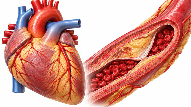 Coronary Artery Stenosis with Atherosclerotic Plaque Medical Illustration