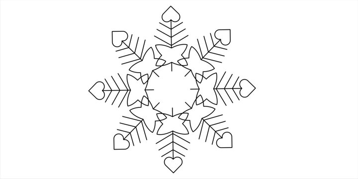Lace snowflake monogram seet isolated on white background. Boho festive ornament template. Stencil for scrapbooking, for greeting card, banner. Vector illustration isolated on white background.