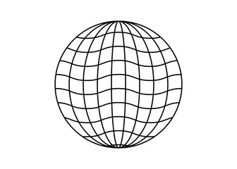 Globe Grid Icon Vector Illustration. World Wireframe Sphere With Latitude And Longitude Lines Isolated On White Background. Earth Network Symbol For Web, Travel, Or Design. © Sk