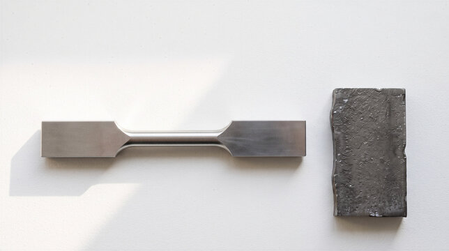 Metal test samples on white background
