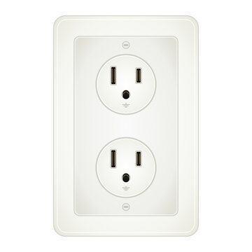 Duplex power outlet socket with ground plug receptacle