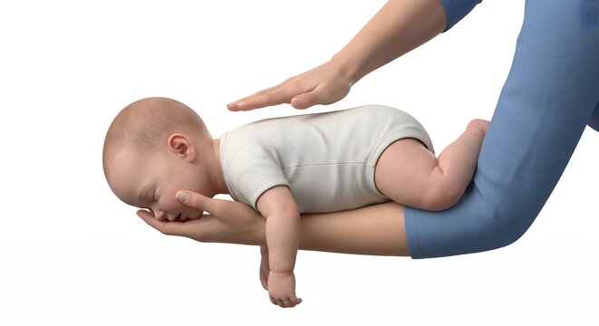 3D Medical Illustration of Infant First Aid for Choking: Back Blows Rescue Technique Isolated on White Background