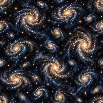 Glowing Spiral Galaxy Seamless Space Pattern