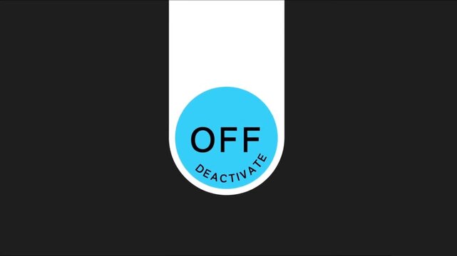 Deactivate button animation displaying digital off command icon on bright blue circle against simple dark background motion video footage clip