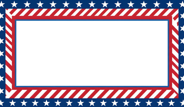 American patriotic frame with stars and stripes for USA national holiday celebration