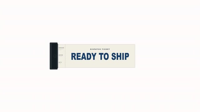 4K dispatch ticket ready to ship feed with alpha channel perforated stub animation