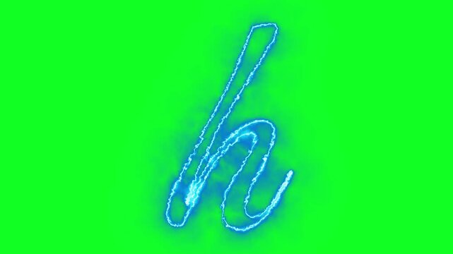 Glowing Electric Blue Letter H Animated On Green Screen Background