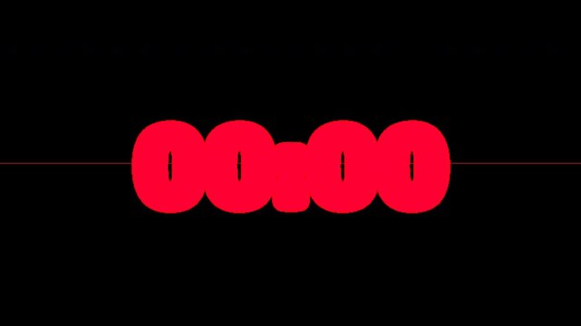 Numbers count down red alert timer animation with warning-inspired graphics, urgent visual effects and high-contrast motion design for emergency or dramatic video sequences