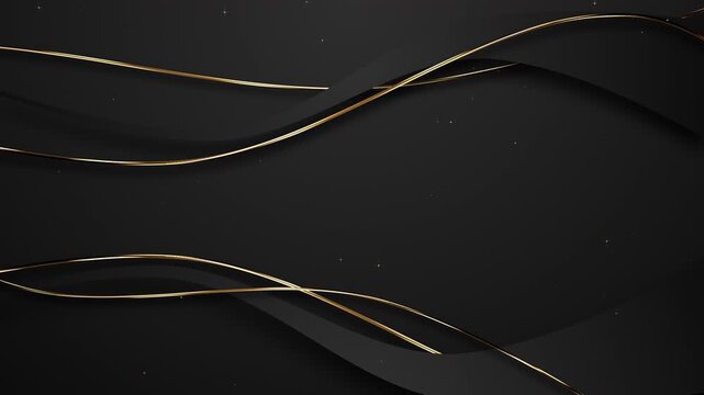 Cinematic Premium Black Silk Wave Sparkling Gold Lines Particles Awards Trailer Titles Openers Intro Luxury Background Loop