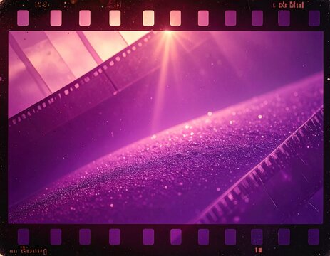 Glittering purple texture in film strip border