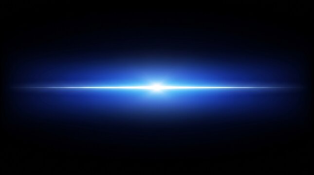 Bright blue light beam across dark background