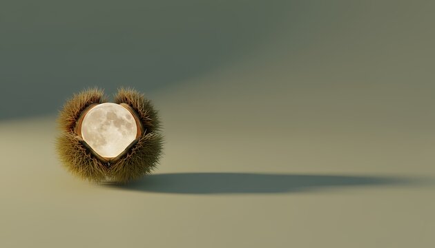 栗のいがに包まれた輝く満月