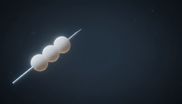 星空に浮かぶ三色団子風の月見団子