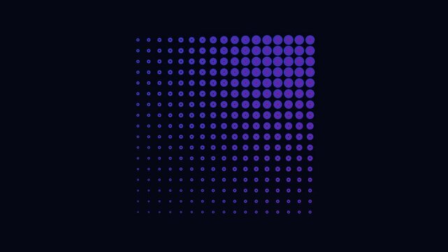 Blue and purple glowing dot matrix wavy animation