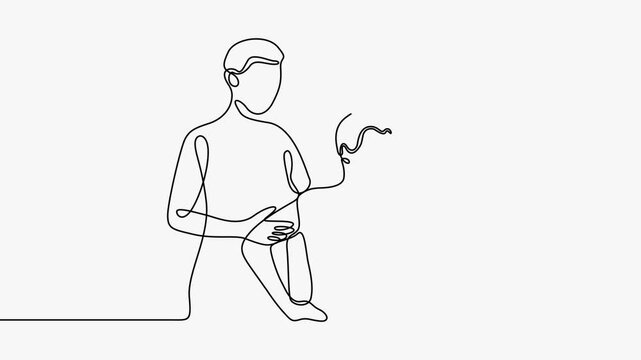 Continuous Line Art Animation Of Physical Therapist Assisting Patient Arm Recovery
