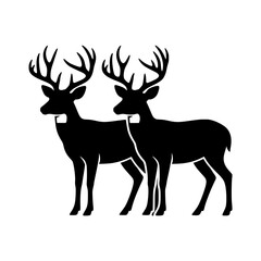 Obraz premium Two deer standing side silhouette vector illustration, Deer pair silhouette illustration