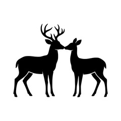 Fototapeta premium Deer antler touching silhouette vector illustration, Deer antlers touching silhouette