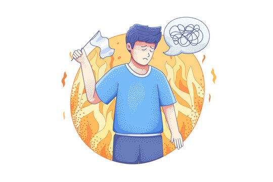 illustration of a person suffering from mental exhaustion and burnout