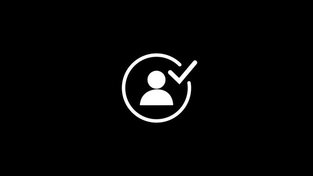 Verified user profile with a check mark icon animated. Motion graphics of profile verified concept