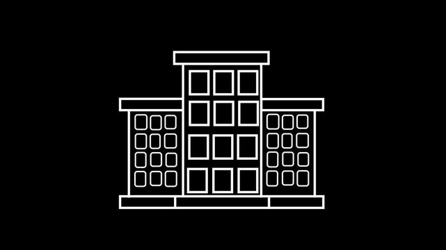 4K Liner School Building Icon Animation &ndash; Minimal Line Art Motion Graphic for Education