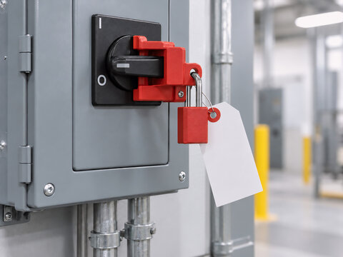 Lockout Tagout Device Securing Electrical Disconnect Switch