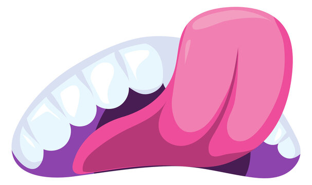 Open mouth with tongue up. Cartoon comic expression