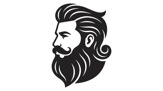 Minimalist vector illustration of a stylish man with a beard and mustache.