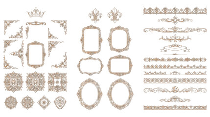 Ornate baroque frame and border set with metallic bronze finish. © abedin