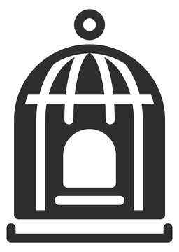 Bird cage icon. Flying pet house symbol