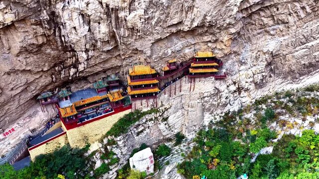 China Northern Mount Heng Cliff Temple Drone 4K
