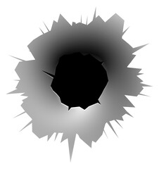Bullet target hole. Realistic weapon crime damage © MicroOne