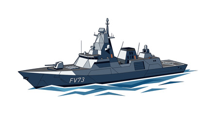 Modern Stealth Warship Vector Illustration © Azrha
