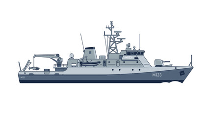 Vector illustration of a modern naval minehunter warship © Azrha