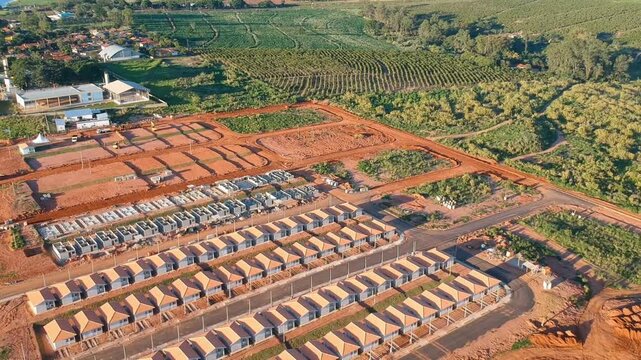 Aerial view of standardized houses of the Federal Program of the State of Sao Paulo, Brazil