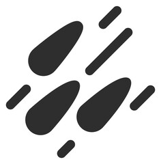 Meteor rain black icon. Space danger rocks fall © MicroOne