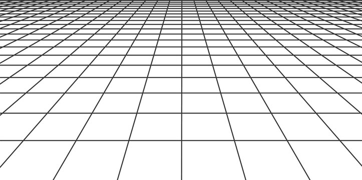 Grid floor. Perspective line bottom infinite space
