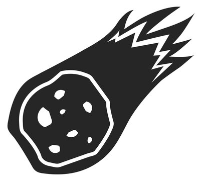 Asteroid falling from sky. Flying burning comet icon