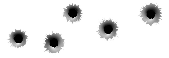 Gunshot holes. Round bullet hit. Wall damage © MicroOne