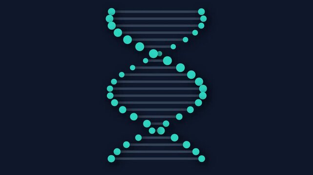 Abstract dna helix structure formation digital animation blue background