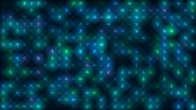 Abstract Digital Background with Glowing Question Marks and Blue Green Bokeh Light Effects