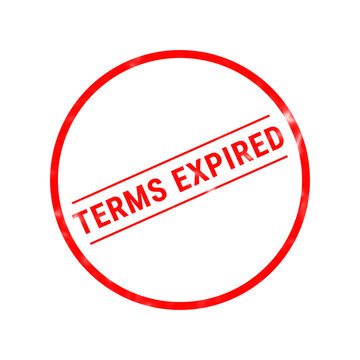 A vibrant red rubber stamp clearly shows the words terms expired suggesting a contract has ended or a policy is no longer valid