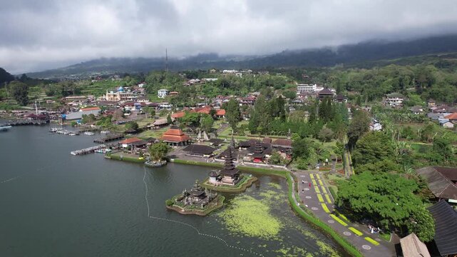 4k Aerial Drone clip of Balinese Temple in Bali Indonesia