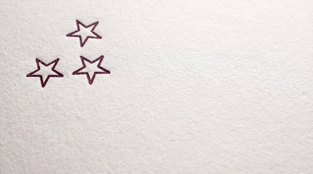 Three debossed line stars on ecru cotton paper with generous empty space