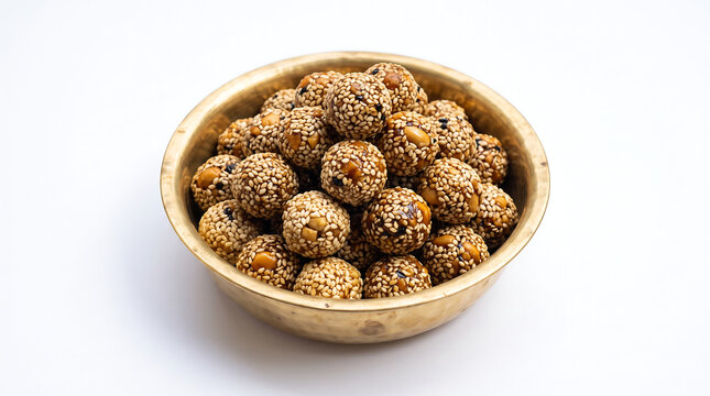 Traditional makar sankranti tilgul laddu sesame sweets for pongal