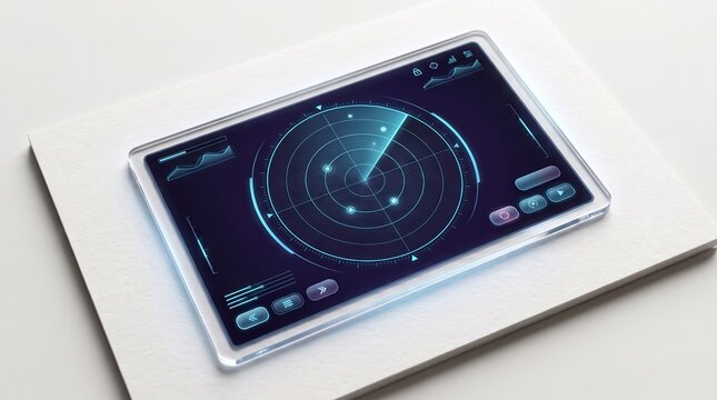 Digital radar screen interface on transparent tablet device

