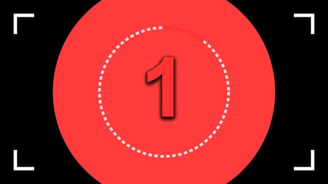 Minimalist Red Circle Countdown Timer Video Frame Sequence.