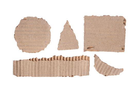 set of torn cardboard box isolated on white